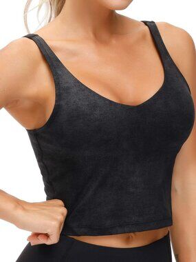 👑 Women's Faux Leather Coated Bras Longline Wirefree Padded Medium Cropped Tops